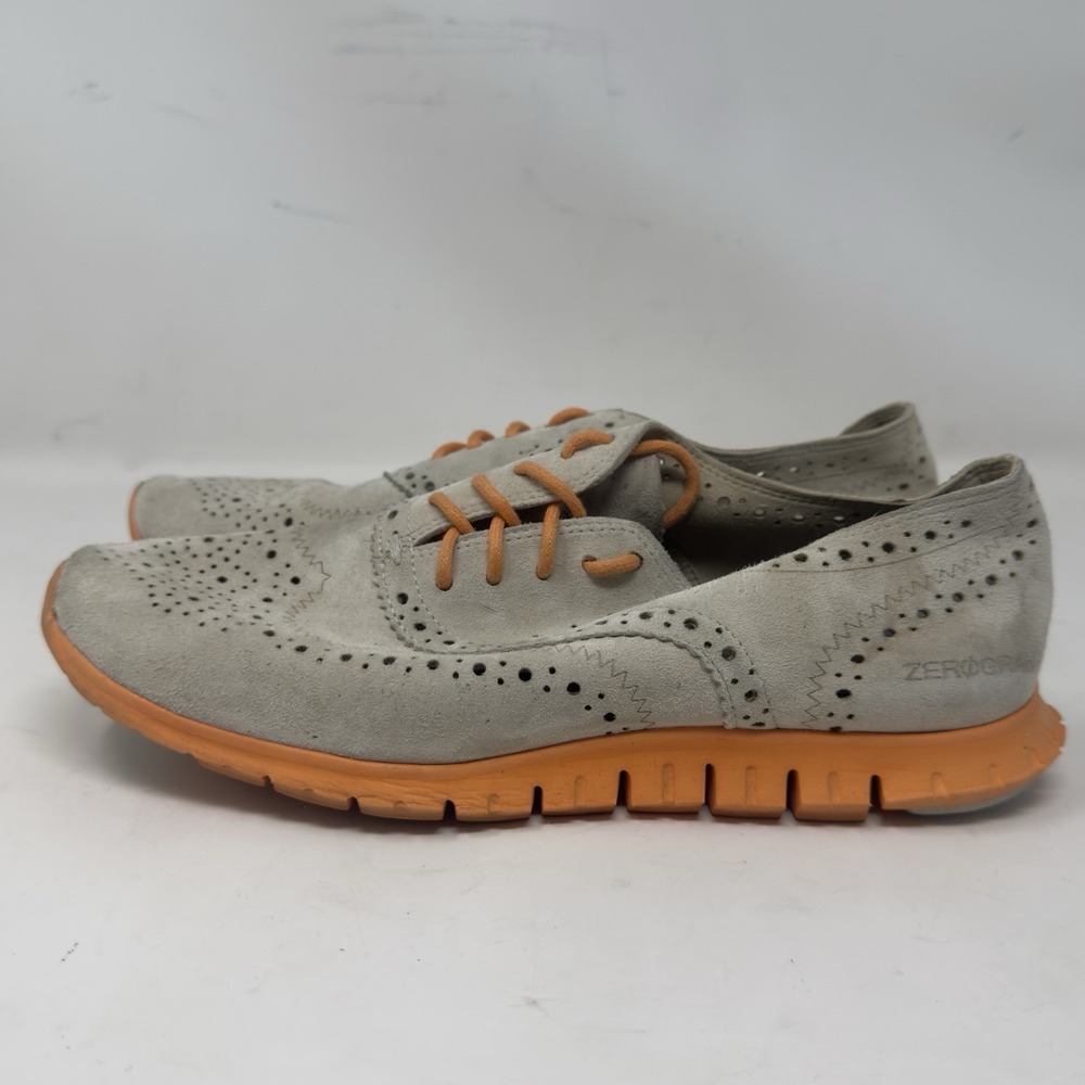 Cole Haan Zerogrand Shoes Womens Size 9B Ox Wingtip Orange Suede Gray